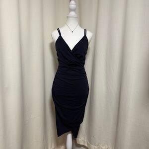 GRACE KARIN Elegant Navy Wrap Dress